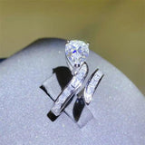 3 Carat Moissanite Zircon 925 Sterling Silver Bypass Ring - Trendsi