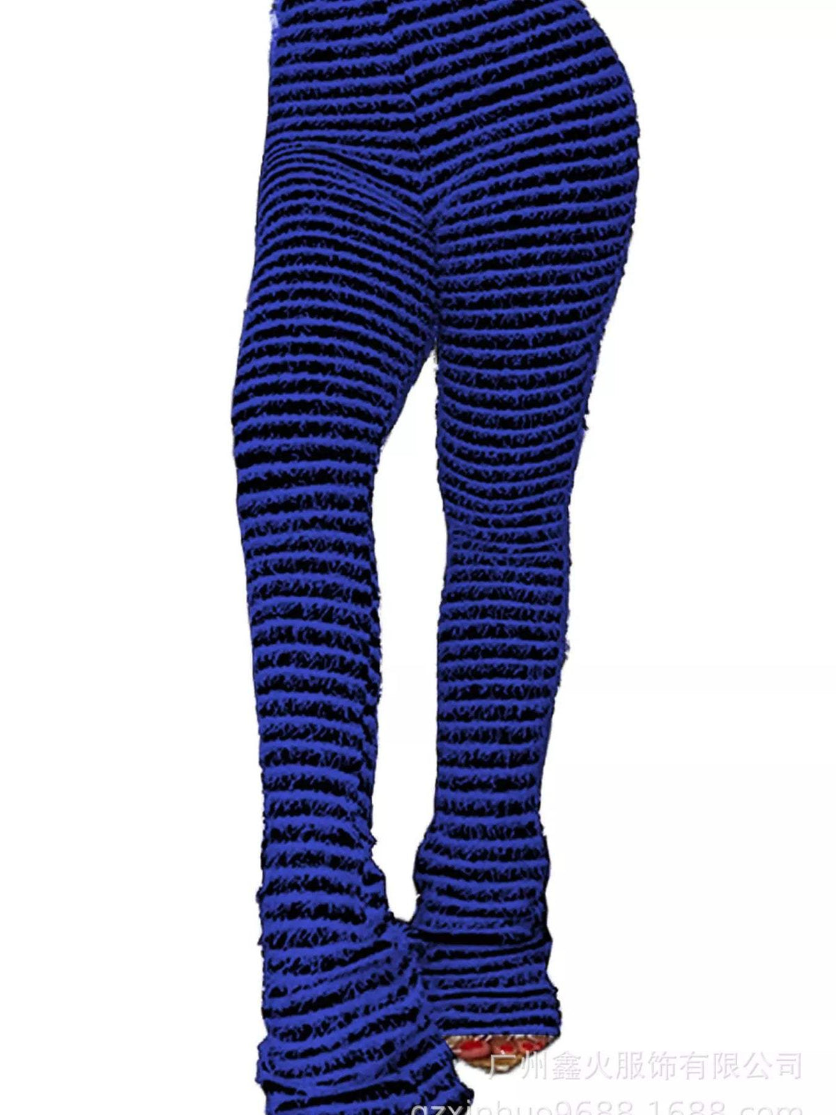 Striped Fuzzy Textured Knit Pants - Trendsi - Flyclothing LLC