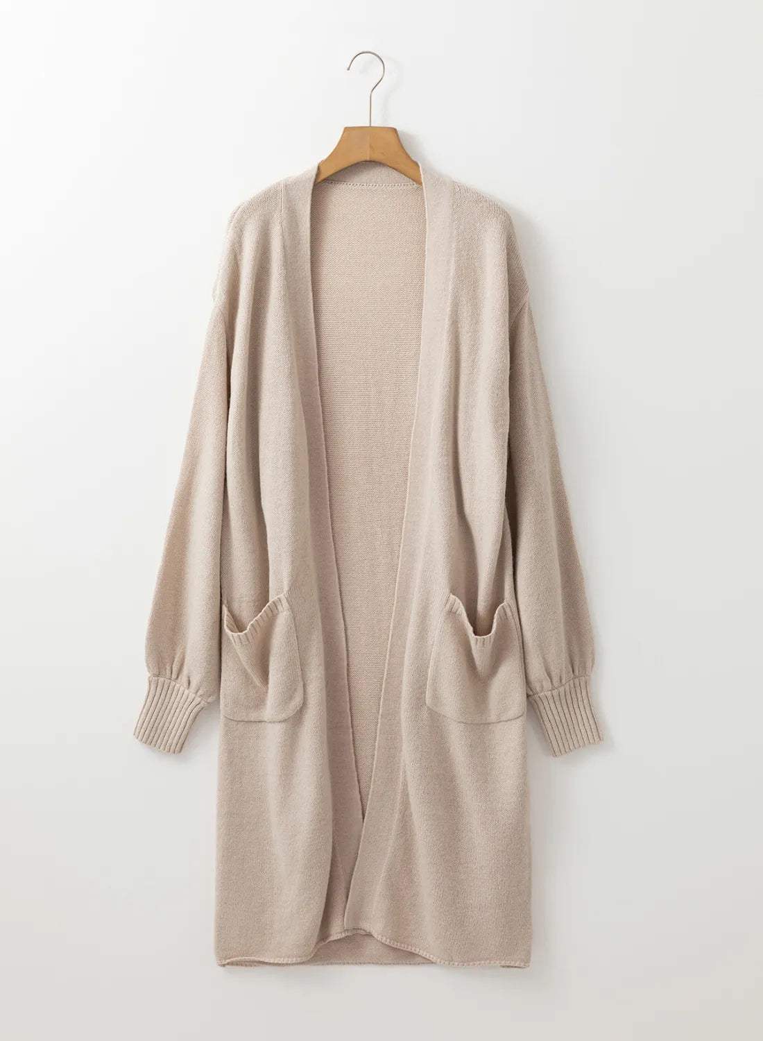 Pocketed Open Front Long Sleeve Cardigan - Trendsi - Flyclothing LLC