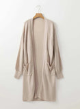 Pocketed Open Front Long Sleeve Cardigan - Trendsi - Flyclothing LLC
