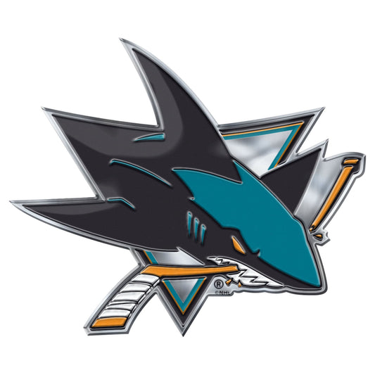 San Jose Sharks Heavy Duty Aluminum Embossed Color Emblem - San Jose Sharks