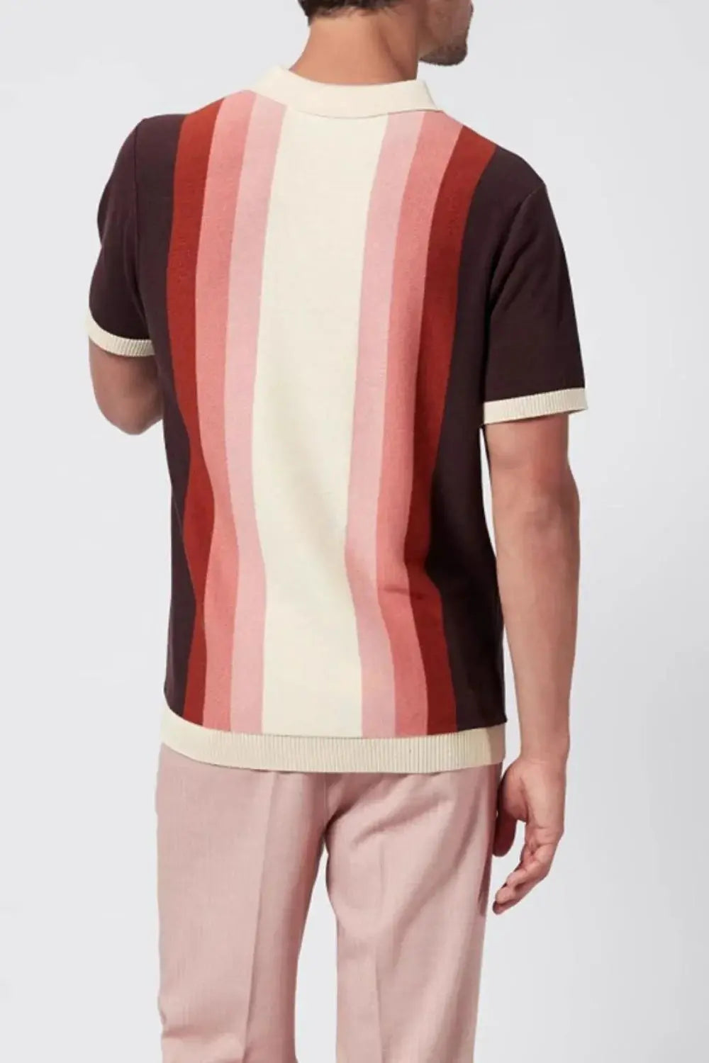Men's Plus Size Contrast Striped Short Sleeve Polo - Trendsi - Flyclothing LLC