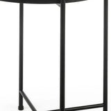 24" Silver and Black Mirrored Glass and Iron Round End Table - Homeroots - Flyclothing LLC