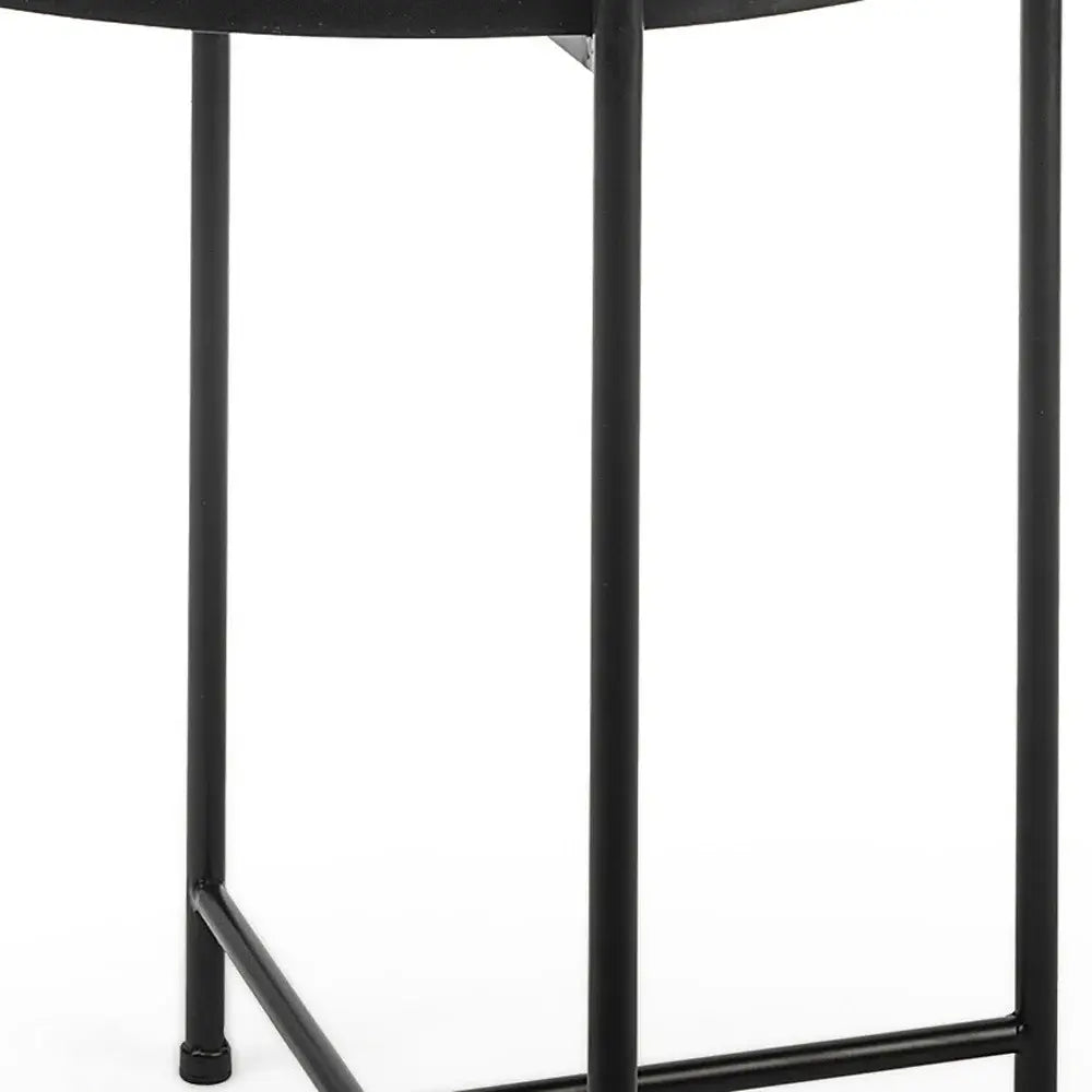 24" Silver and Black Mirrored Glass and Iron Round End Table - Homeroots - Flyclothing LLC