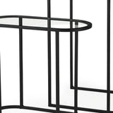 Set of Two 13" Clear and Black Glass and Metal Tray Tables - Homeroots - Flyclothing LLC