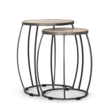 Set of Two Natural and Silver Solid Wood and Iron Round Frame Nested Tables - Homeroots - Flyclothing LLC