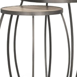 Set of Two Natural and Silver Solid Wood and Iron Round Frame Nested Tables - Homeroots - Flyclothing LLC