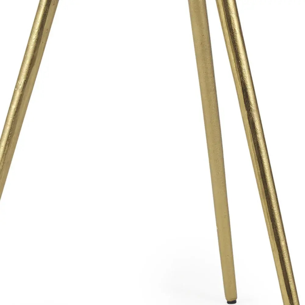 18" White and Gold Stone and Metal Tray Table - Homeroots - Flyclothing LLC
