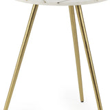 18" White and Gold Stone and Metal Tray Table - Homeroots - Flyclothing LLC