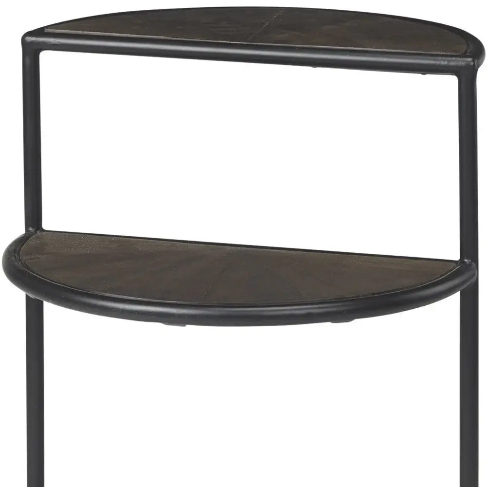 19" Espresso and Black Solid Wood and Metal Tray Table - Homeroots - Flyclothing LLC
