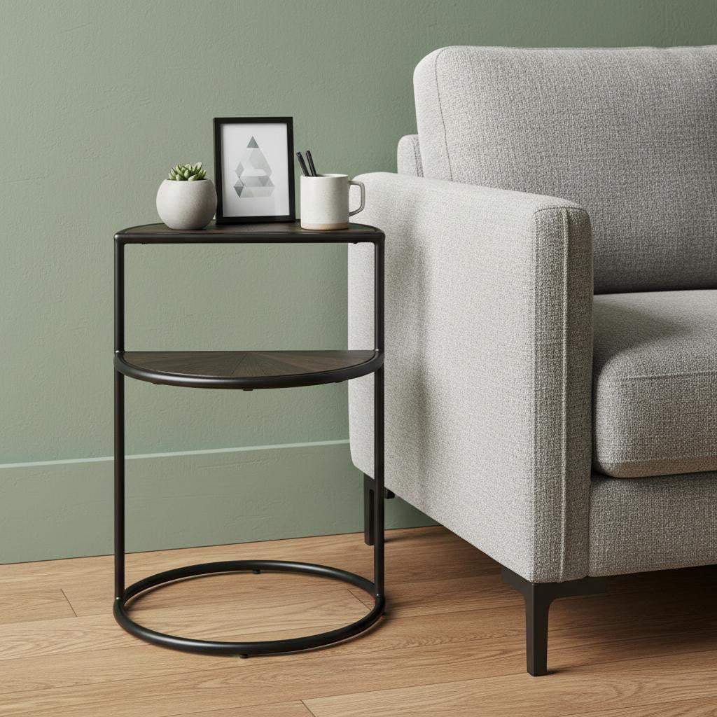 19" Espresso and Black Solid Wood and Metal Tray Table - Homeroots - Flyclothing LLC