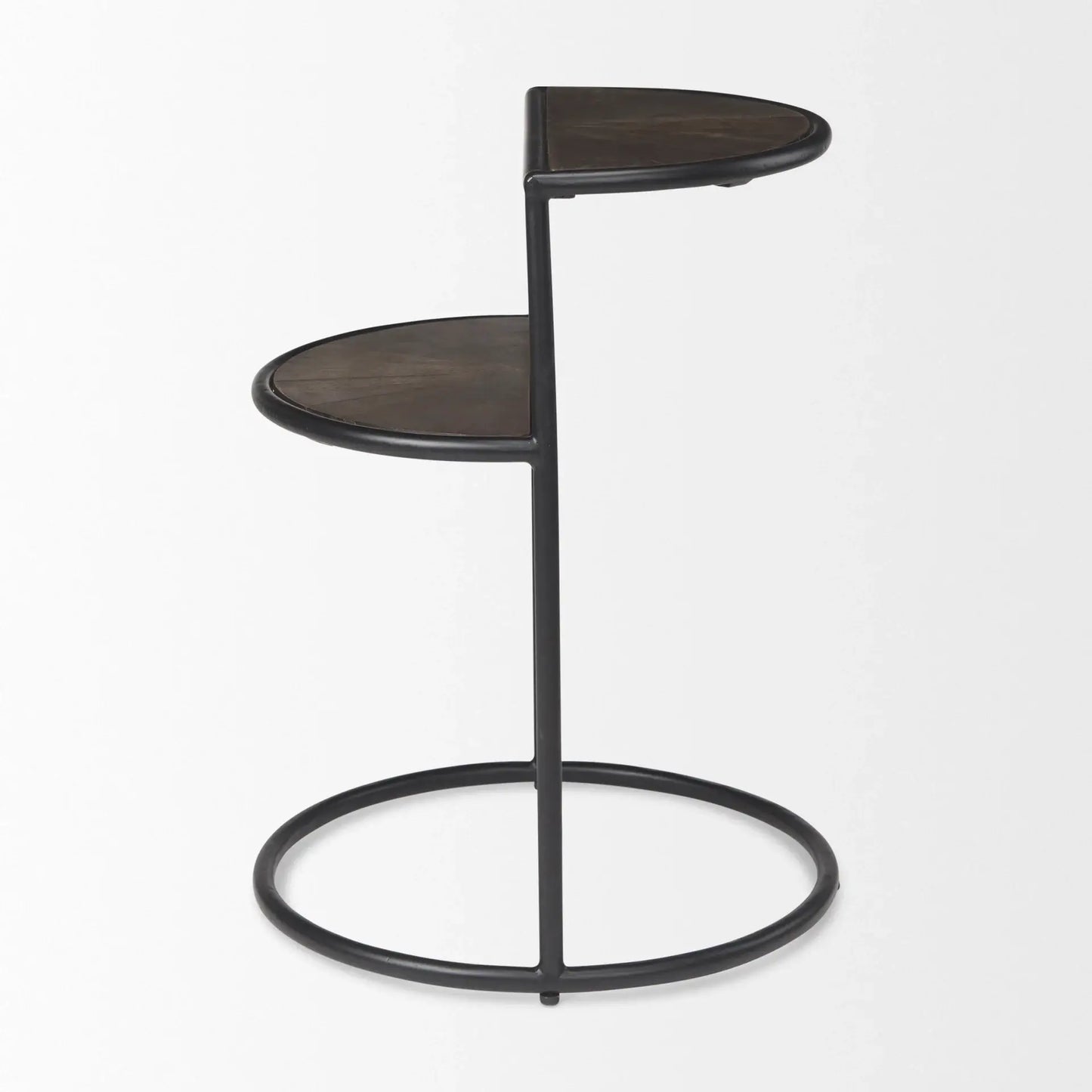 19" Espresso and Black Solid Wood and Metal Tray Table - Homeroots - Flyclothing LLC