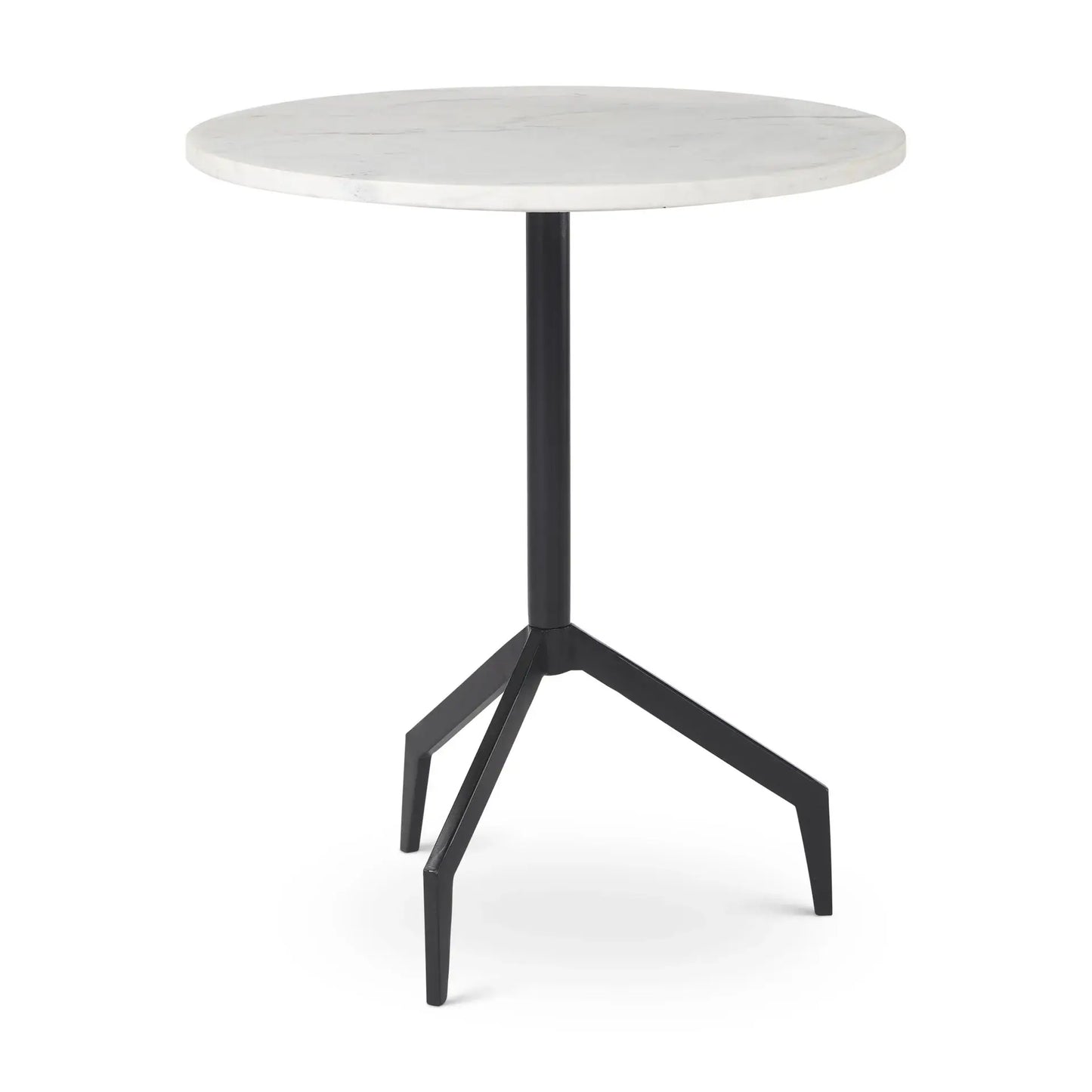 23" White and Black Stone and Metal Tray Table - Homeroots - Flyclothing LLC