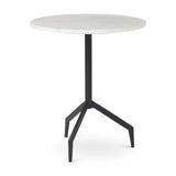 23" White and Black Stone and Metal Tray Table - Homeroots - Flyclothing LLC