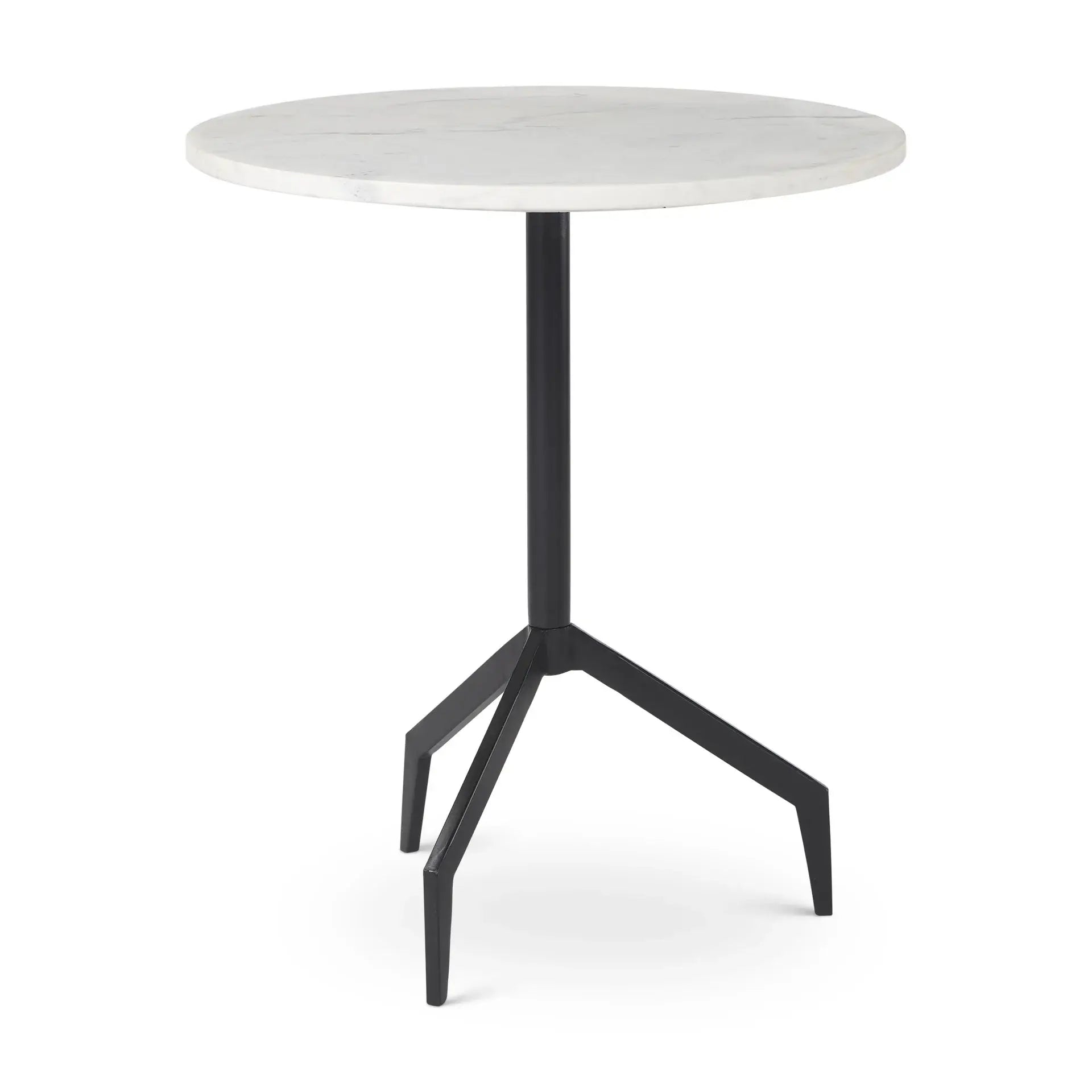 23" White and Black Stone and Metal Tray Table - Homeroots - Flyclothing LLC