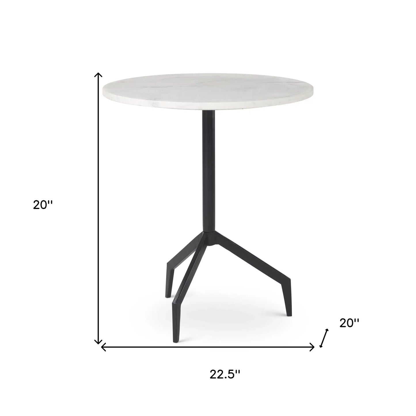 23" White and Black Stone and Metal Tray Table - Homeroots - Flyclothing LLC