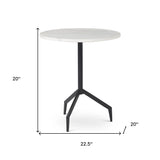 23" White and Black Stone and Metal Tray Table - Homeroots - Flyclothing LLC