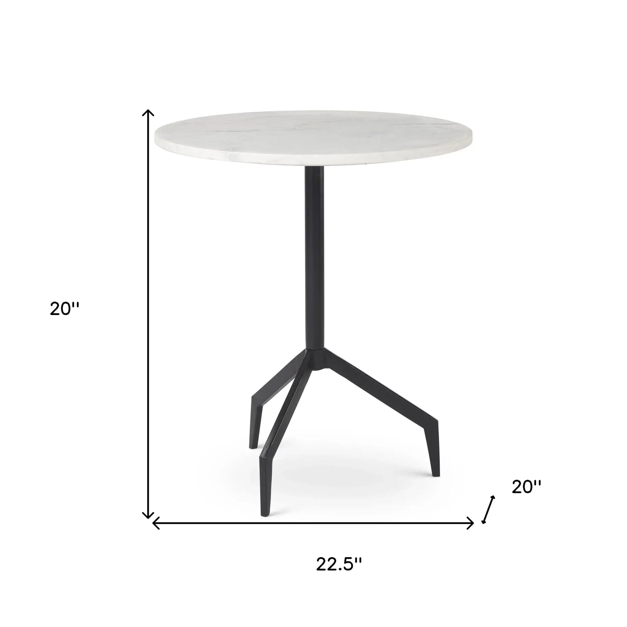 23" White and Black Stone and Metal Tray Table - Homeroots - Flyclothing LLC