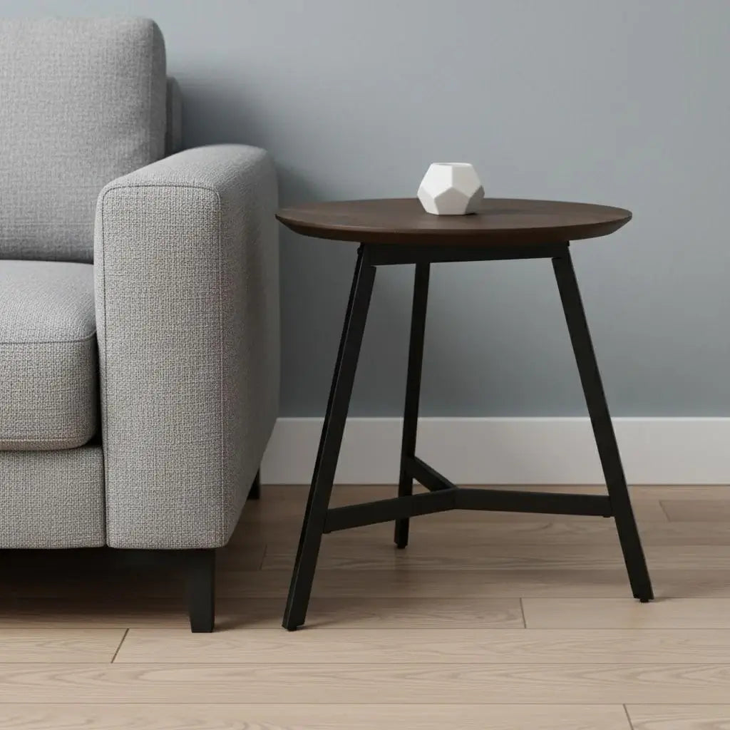 23" Espresso and Black Solid Wood and Metal Tray Table - Homeroots - Flyclothing LLC