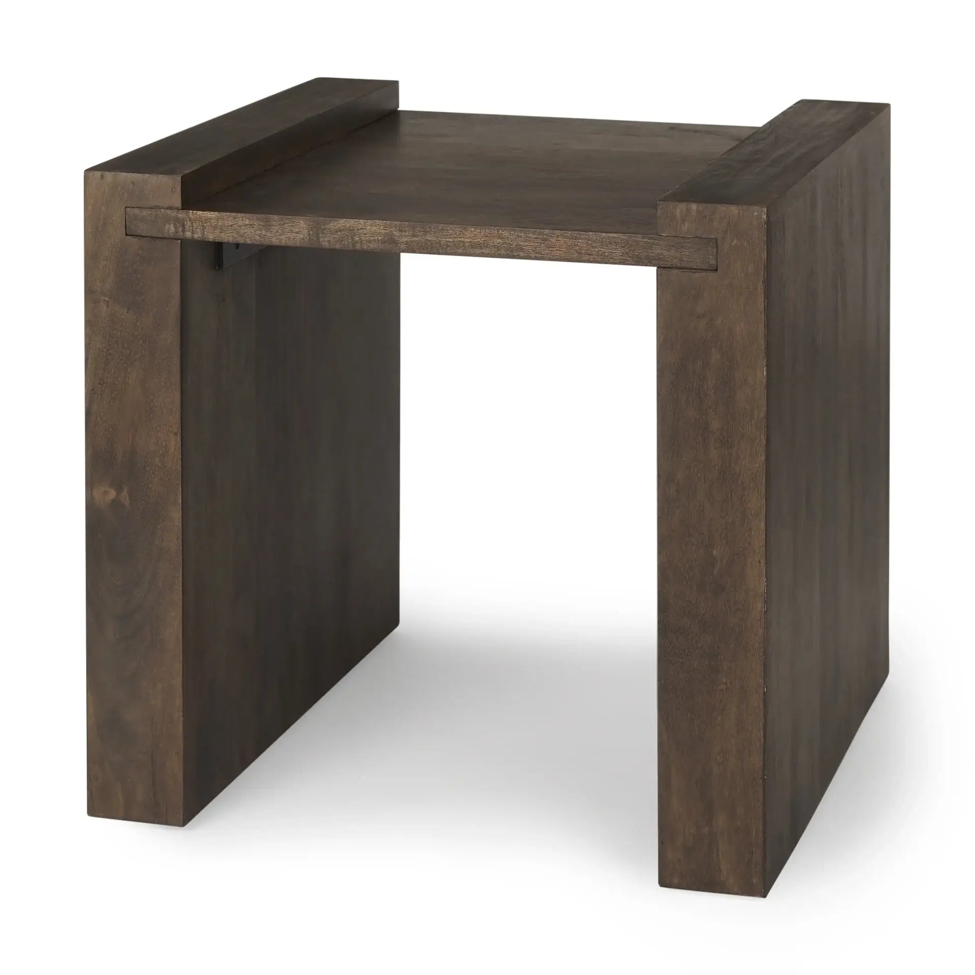22" Espresso and Brown Solid Wood and Wood Tray Table - Homeroots - Flyclothing LLC