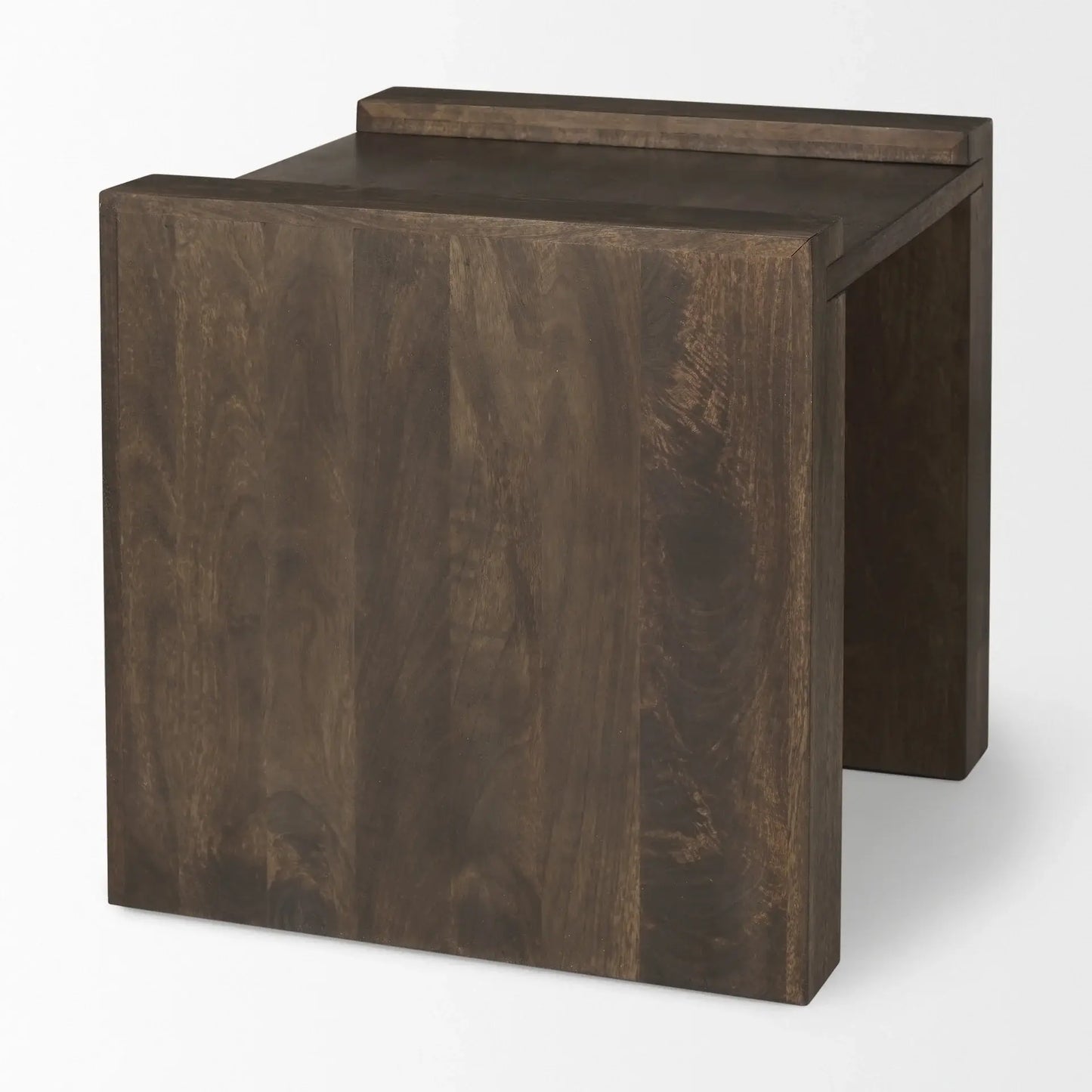 22" Espresso and Brown Solid Wood and Wood Tray Table - Homeroots - Flyclothing LLC