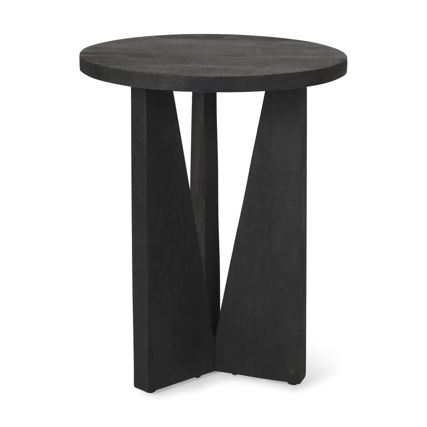 18" Black Solid Wood and Wood Tray Table - Homeroots - Flyclothing LLC