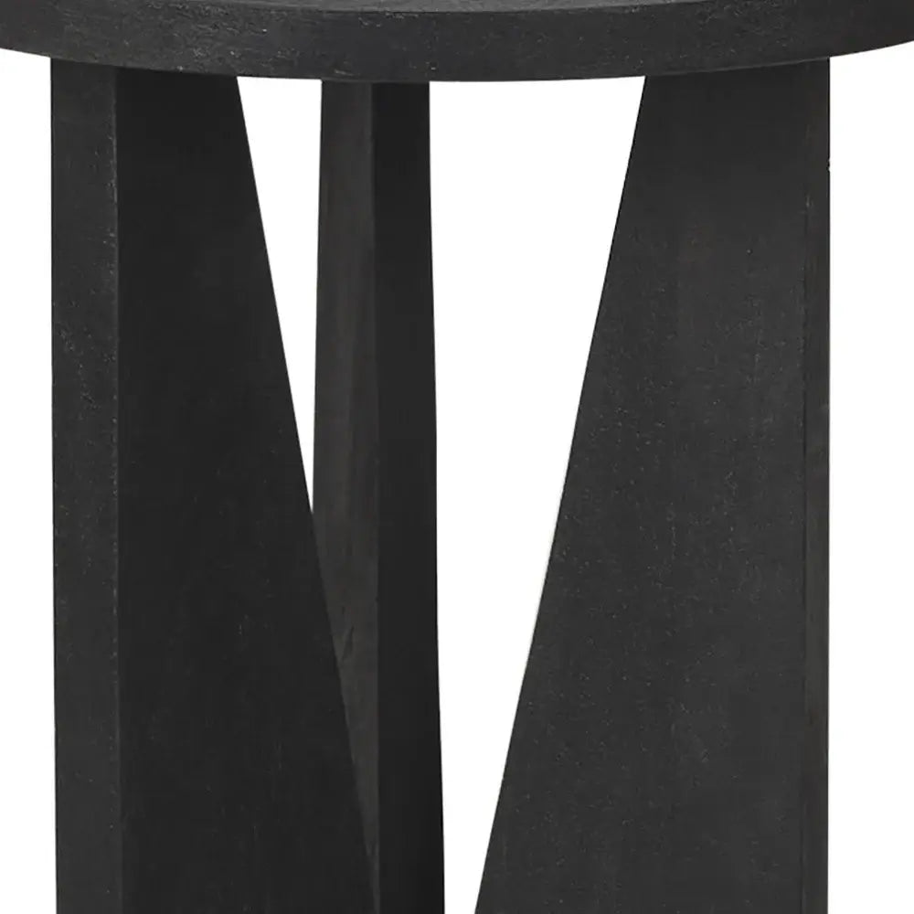 18" Black Solid Wood and Wood Tray Table - Homeroots - Flyclothing LLC