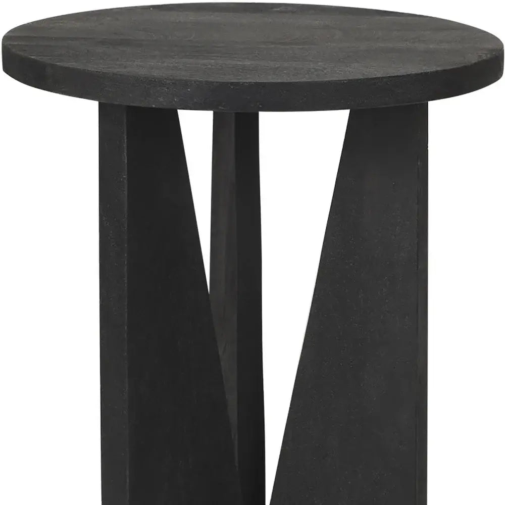 18" Black Solid Wood and Wood Tray Table - Homeroots - Flyclothing LLC