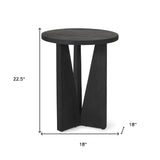 18" Black Solid Wood and Wood Tray Table - Homeroots - Flyclothing LLC