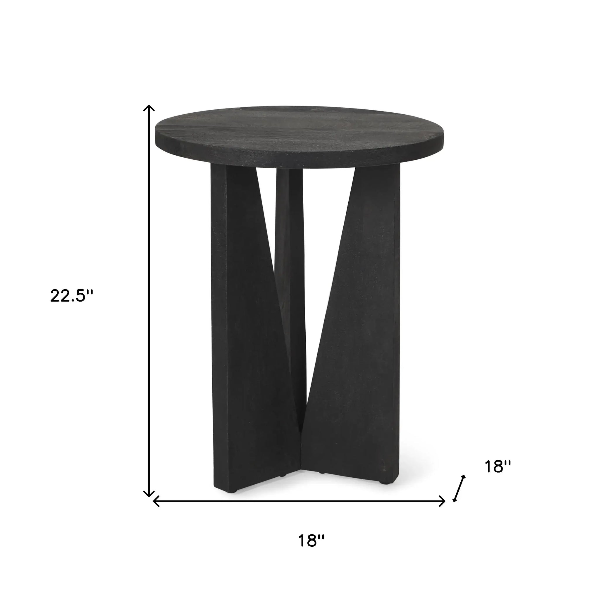18" Black Solid Wood and Wood Tray Table - Homeroots - Flyclothing LLC