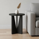 18" Black Solid Wood and Wood Tray Table - Homeroots - Flyclothing LLC