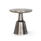 21" Silver Distressed Iron Round Pedestal End Table - Homeroots - Flyclothing LLC