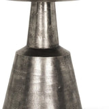 21" Silver Distressed Iron Round Pedestal End Table - Homeroots - Flyclothing LLC