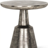 21" Silver Distressed Iron Round Pedestal End Table - Homeroots - Flyclothing LLC