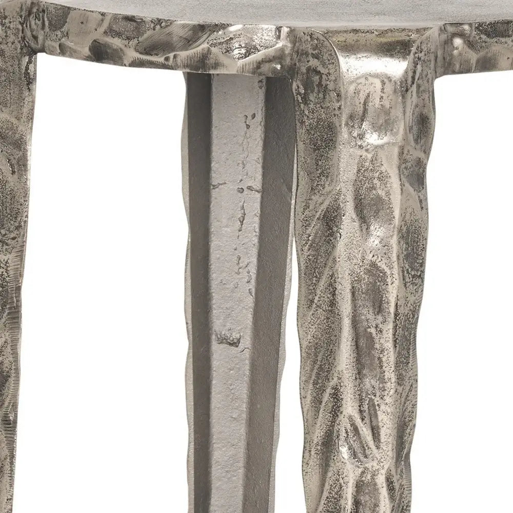 21" Silver Distressed Aluminum Round End Table - Homeroots - Flyclothing LLC