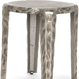 21" Silver Distressed Aluminum Round End Table - Homeroots - Flyclothing LLC