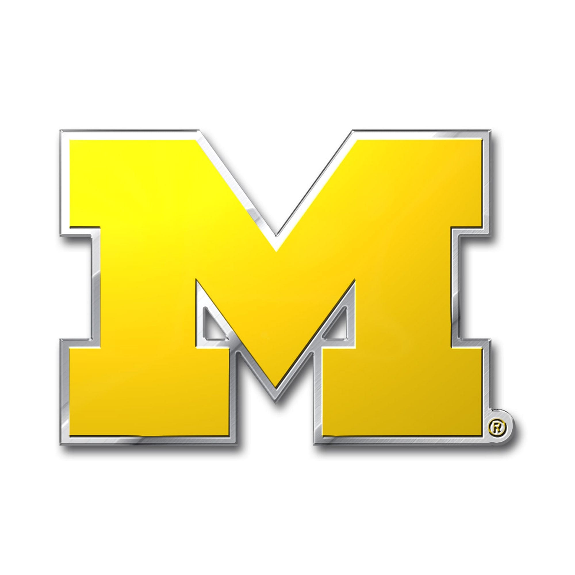 Michigan Wolverines Heavy Duty Aluminum Embossed Color Emblem (Yellow) - Michigan