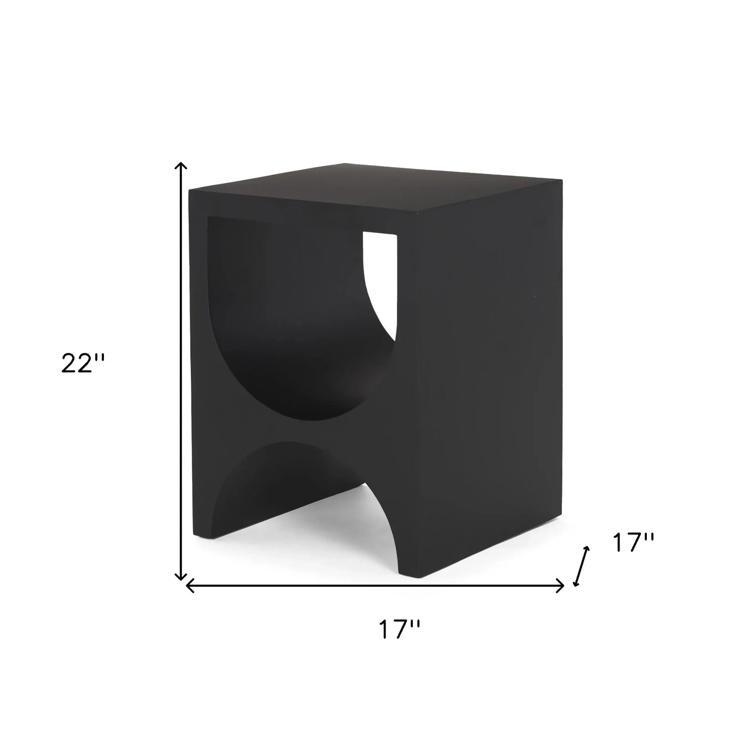 22" Black Iron Square Sled End Table - Homeroots - Flyclothing LLC