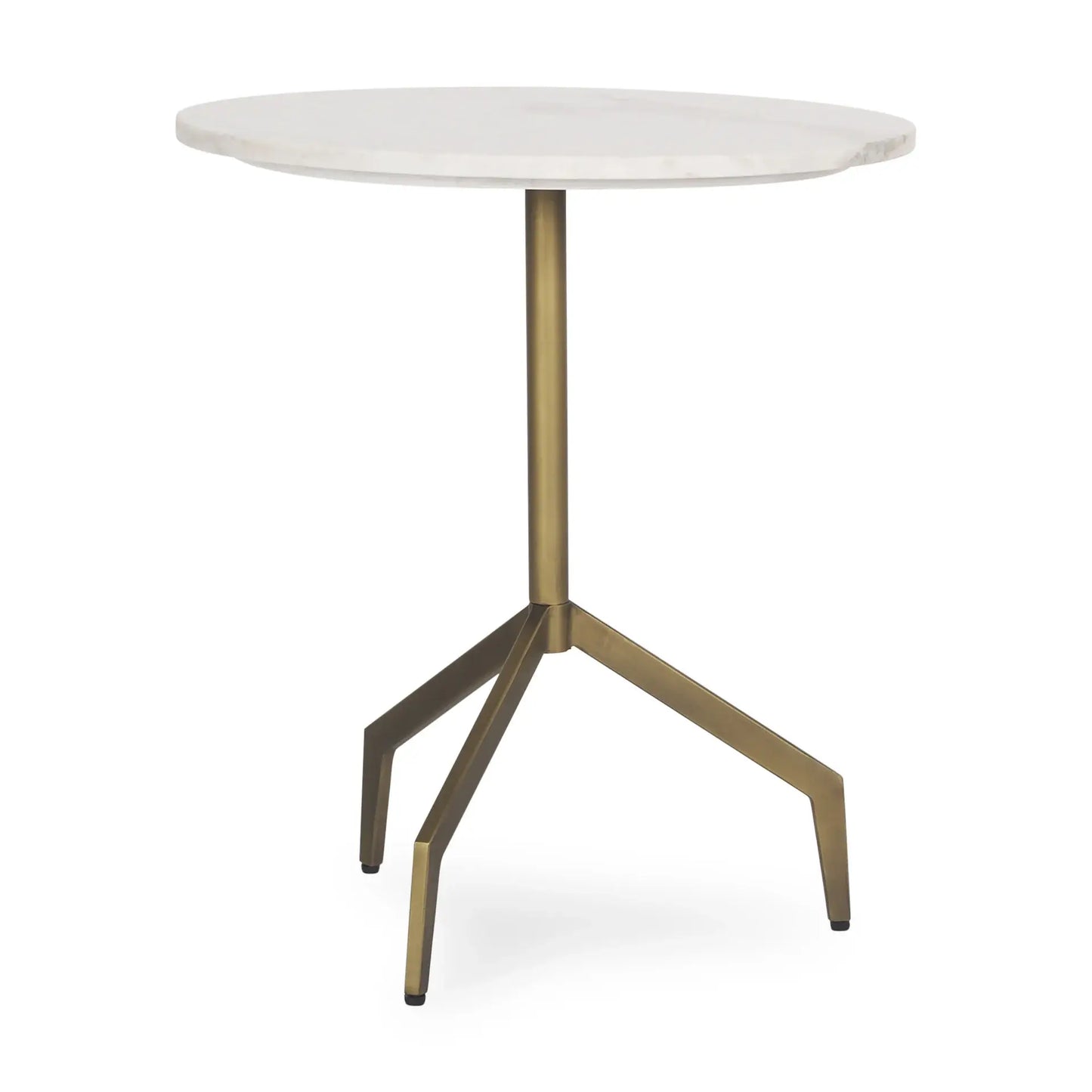 20" White and Gold Stone and Iron Oval End Table - Homeroots - Flyclothing LLC