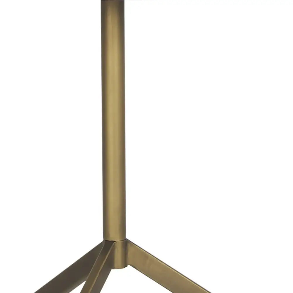 20" White and Gold Stone and Iron Oval End Table - Homeroots - Flyclothing LLC