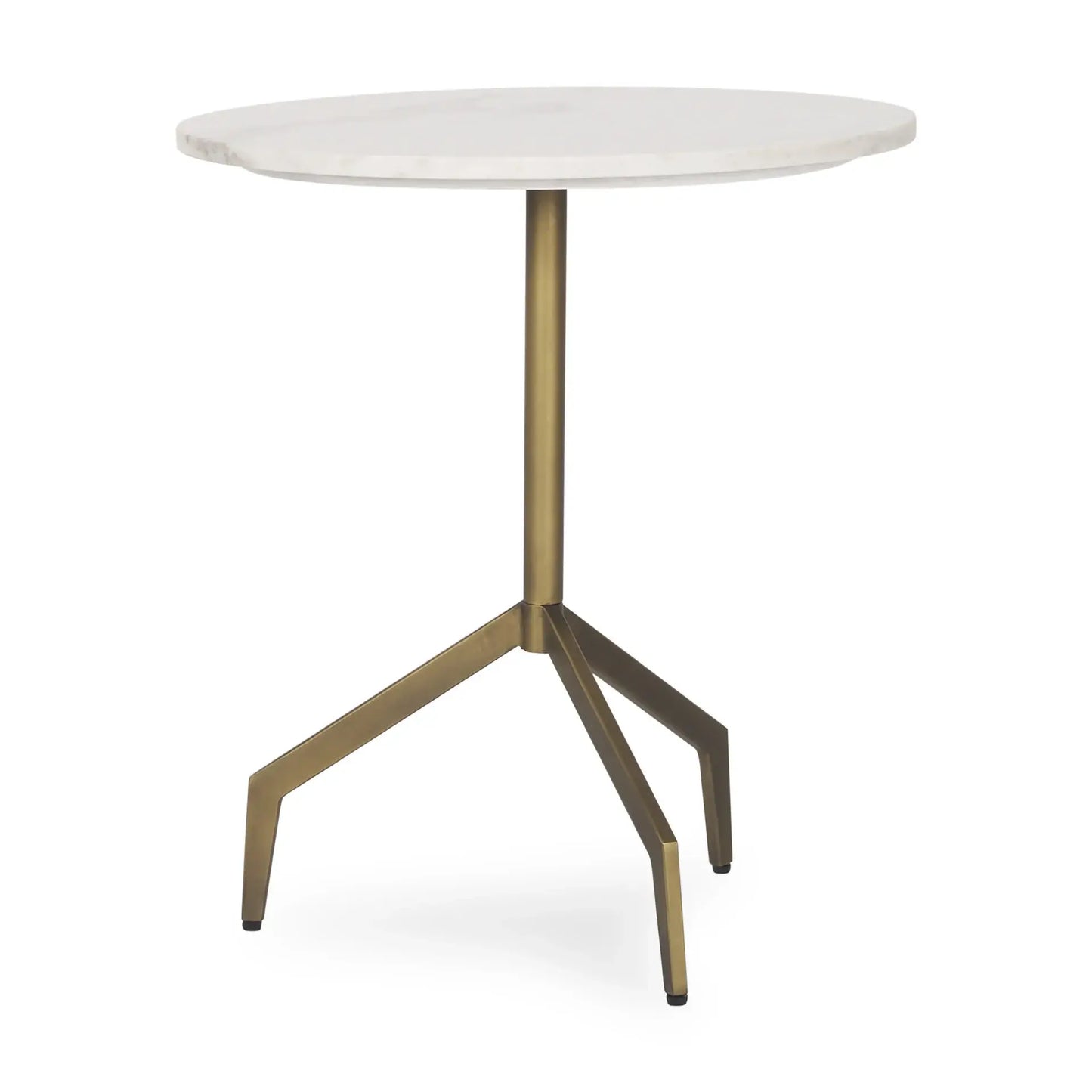 20" White and Gold Stone and Iron Oval End Table - Homeroots - Flyclothing LLC