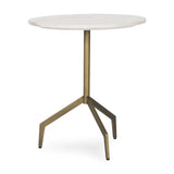 20" White and Gold Stone and Iron Oval End Table - Homeroots - Flyclothing LLC