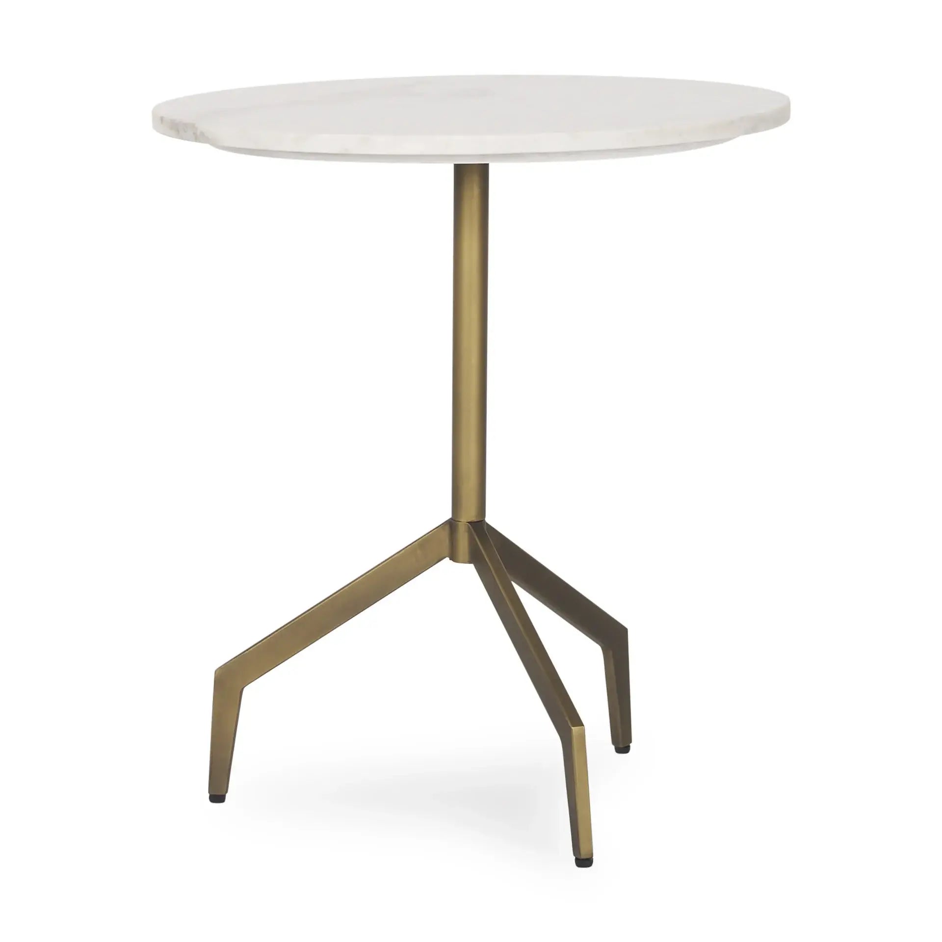 20" White and Gold Stone and Iron Oval End Table - Homeroots - Flyclothing LLC