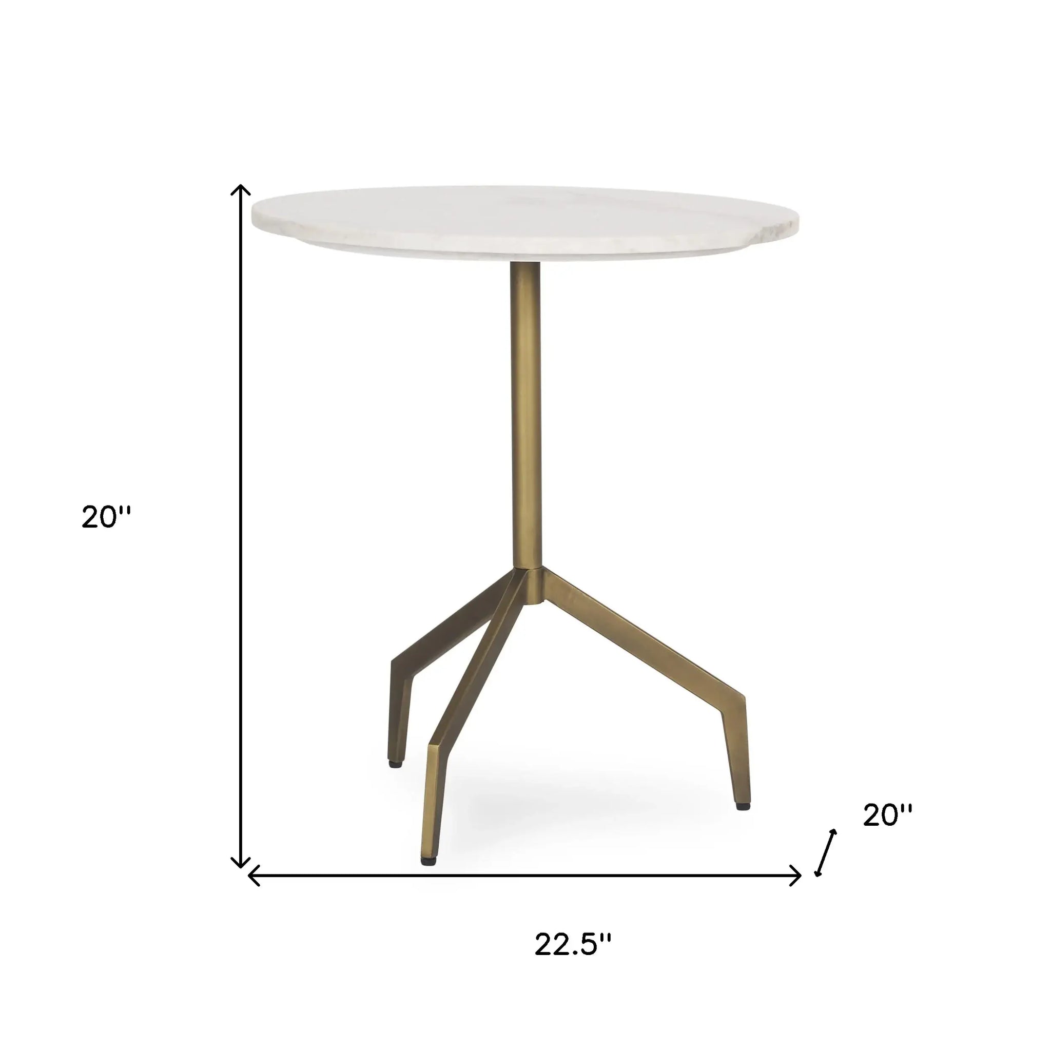 20" White and Gold Stone and Iron Oval End Table - Homeroots - Flyclothing LLC