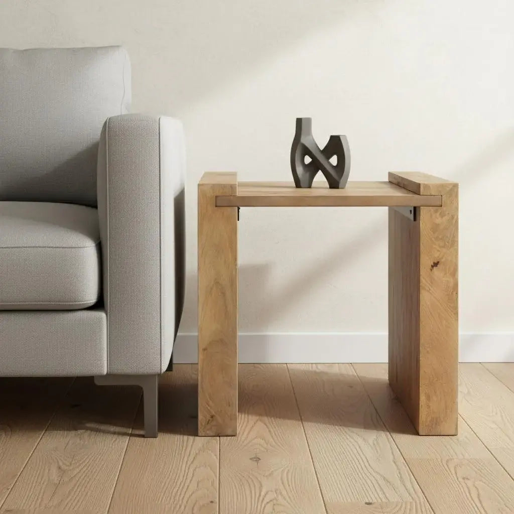 23" Natural Distressed Solid Wood Sled End Table - Homeroots - Flyclothing LLC