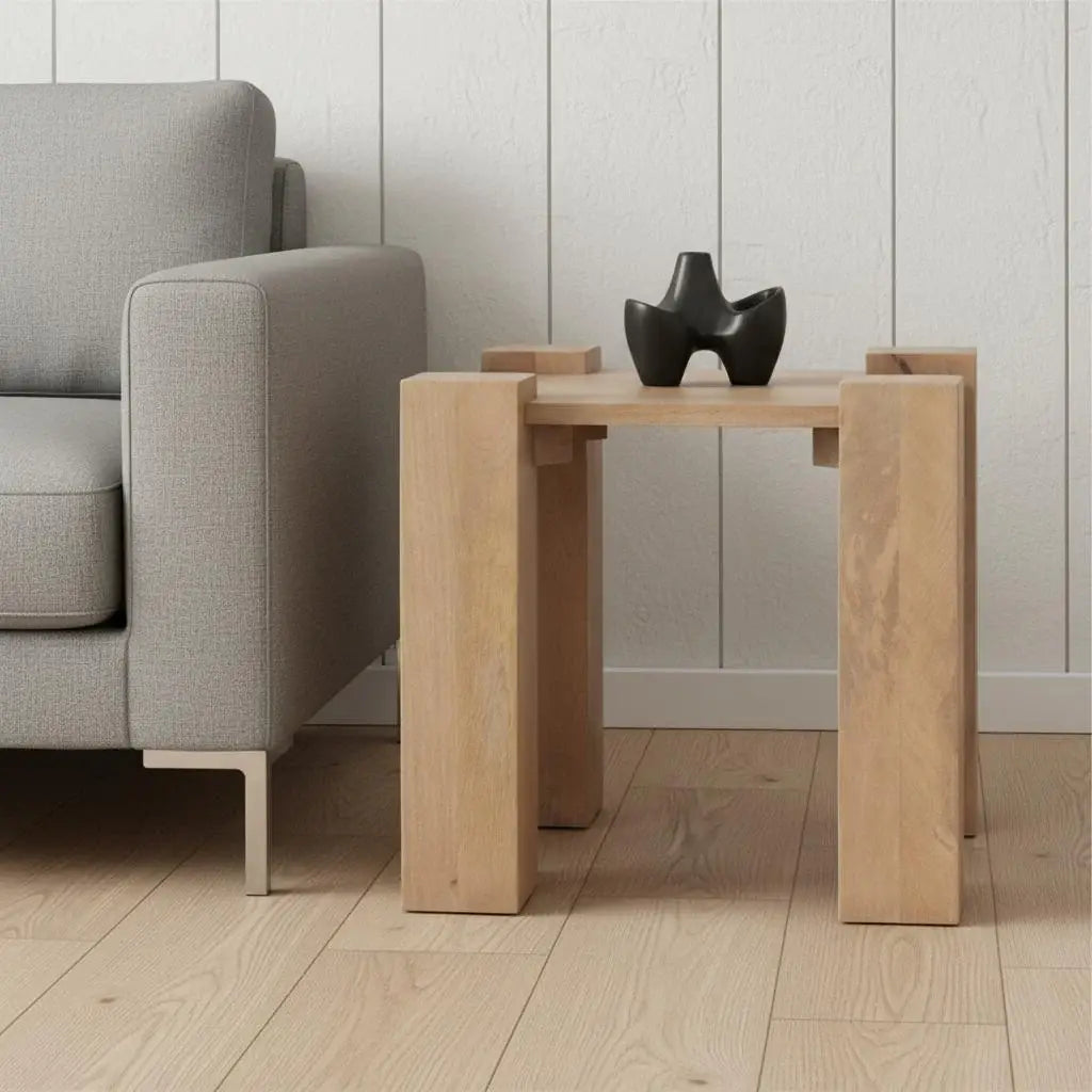 22" Natural Distressed Solid Wood Square End Table - Homeroots - Flyclothing LLC