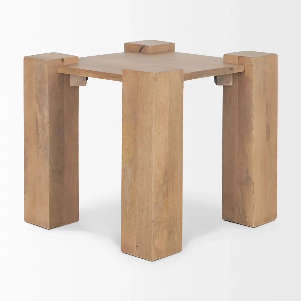 22" Natural Distressed Solid Wood Square End Table - Homeroots - Flyclothing LLC