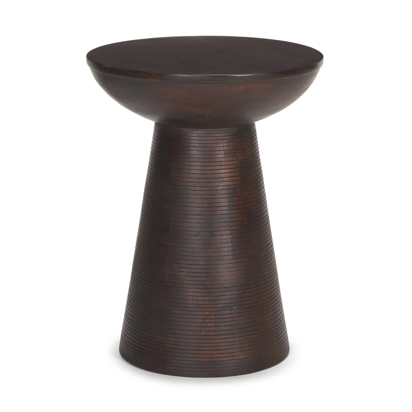 21" Redwood Solid Wood Round Pedestal End Table - Homeroots - Flyclothing LLC