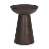 21" Redwood Solid Wood Round Pedestal End Table - Homeroots - Flyclothing LLC