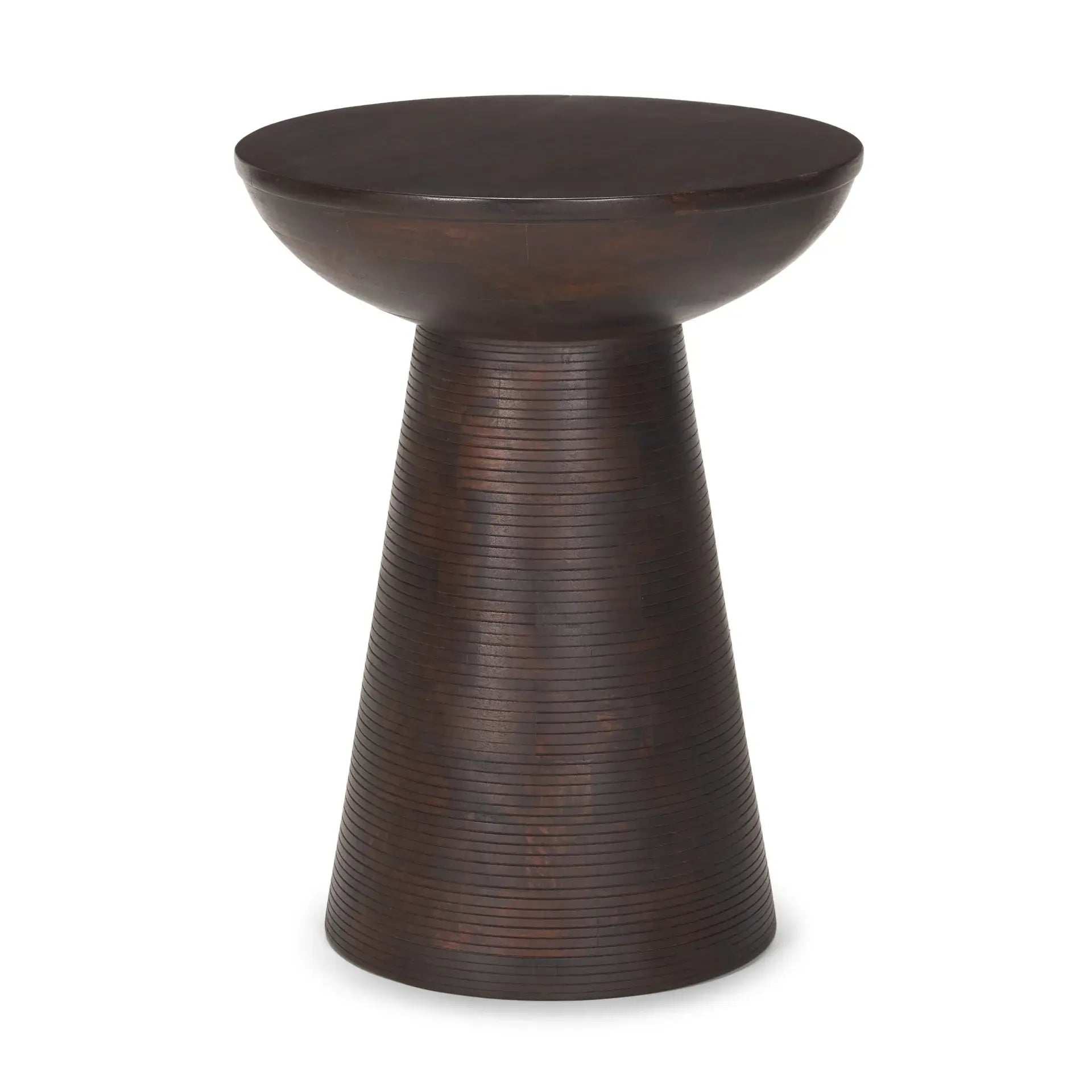 21" Redwood Solid Wood Round Pedestal End Table - Homeroots - Flyclothing LLC